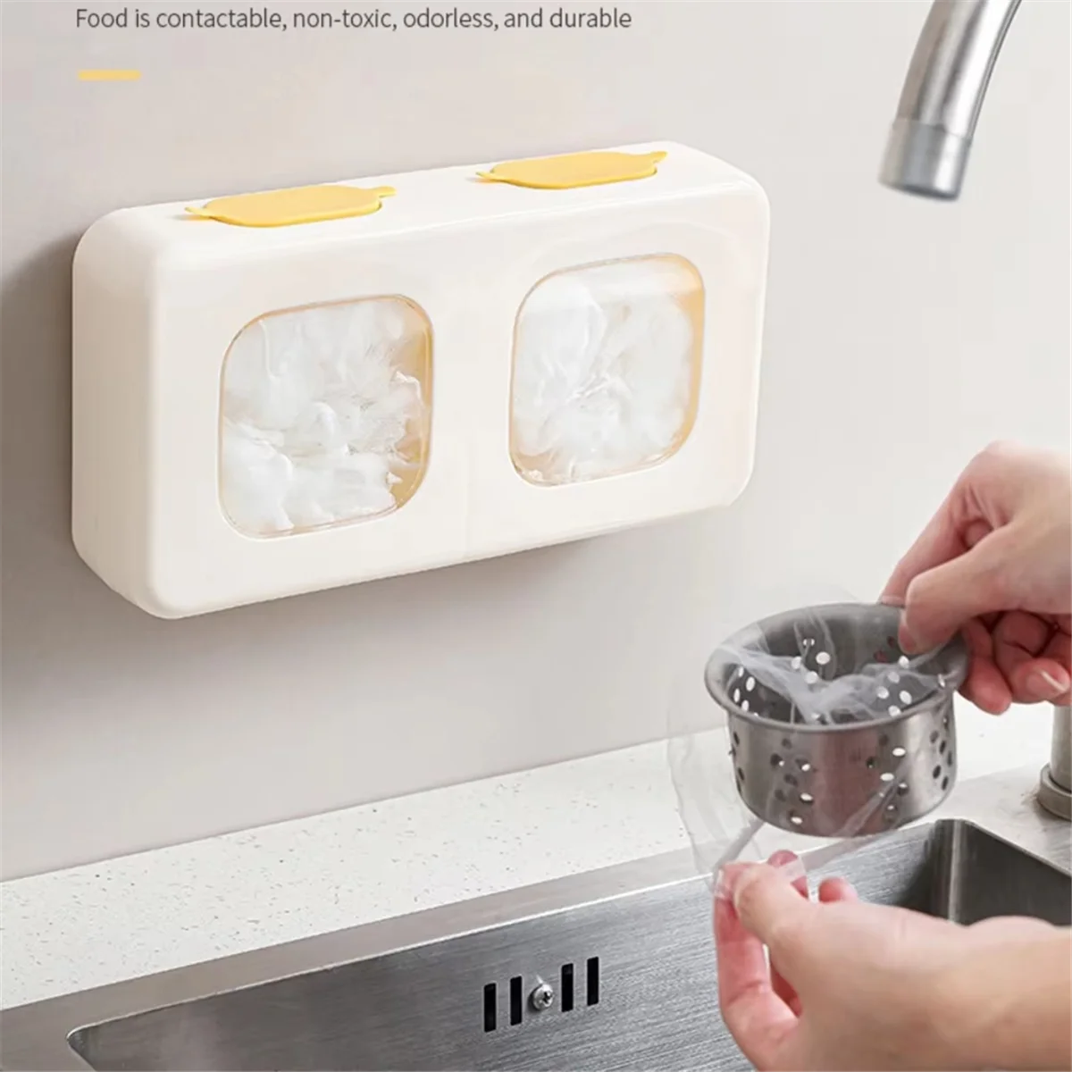 Classy-Wall-Mounted Plastic Wrap Storage Box With Soft Rubber Top, Transparent Grid Design For Easy Visibility And Access