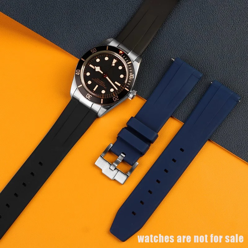 FKM Rubber Strap fluororubber Belt  20mm For Tudor Biwan 1958 M79030N M79030B 39mm dial fluororubber headband watch strap