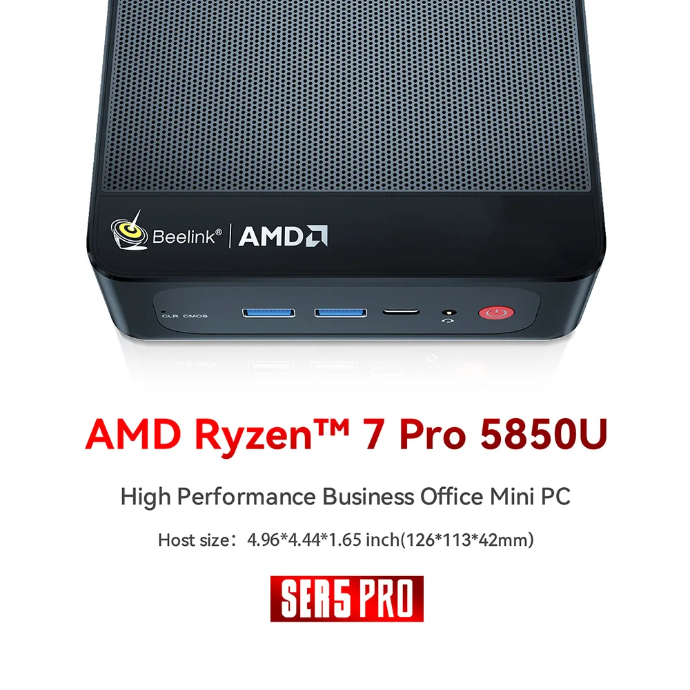 Beelink SER5 Pro كمبيوتر صغير AMD Ryzen 7 5850U DDR4 16GB 32GB SSD 500GB 1TB يدعم WiFi6 BT5.2 4K HD 1000M سطح المكتب