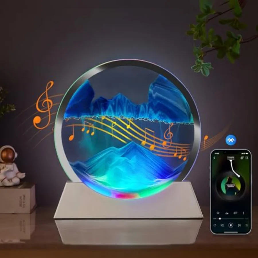 

Moving Sand Art Liquid Motion Decor Bluetooth Speaker Bedside Lamp Dimmable Multi-Color Moving Sand Art Lamp for Room Living Ro