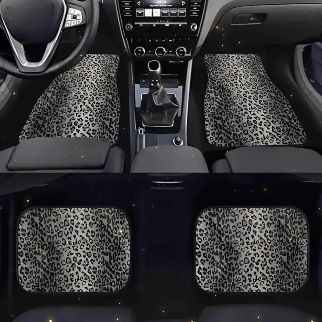 Luxury Leopard Print Car Floor Mats - Universal Fit, Durable Polyester Fiber, Elegant Interior Accessory for Front&Rear Seats view 6