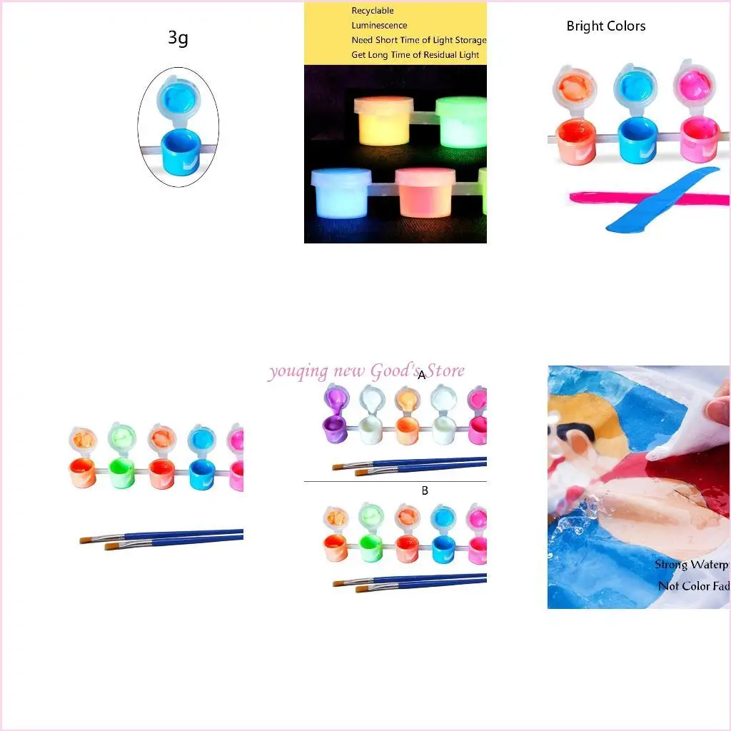 

57qa 6 цветов светятся в темной Diy Paint Paint Painta