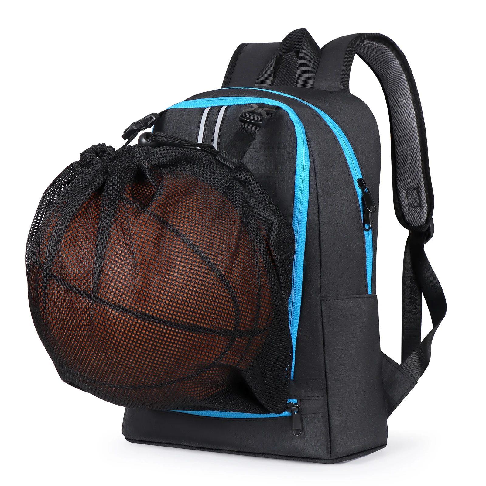 ﻿ Sports Basketballback Bag Fitness Gym Portable Basketball Mesh Large Capacity Backpack Outdoor Basketball Soccer Storage Bag
