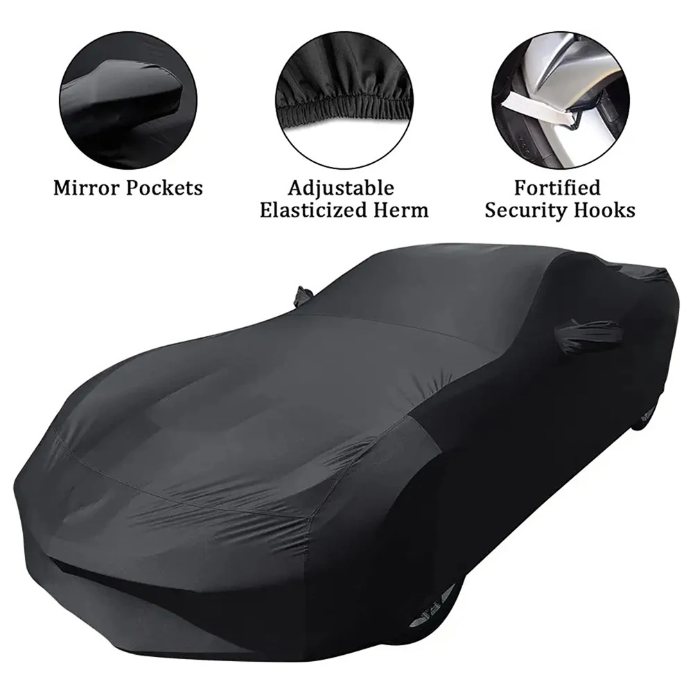 

Indoor Car Cover For Corvette C5 C6 C7 Elastic Car Cover with Pockets Silk-Breathable Dustproof Car Protective Cover Home Garage