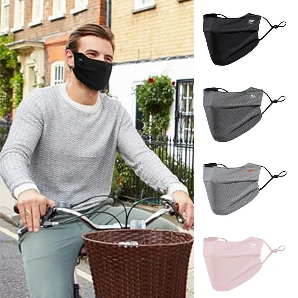 Nylon Face Cover Sun Protection Face Mask Reusable Breathable UV Face Shield Washable Solid Color Sunscreen Mask Running Riding