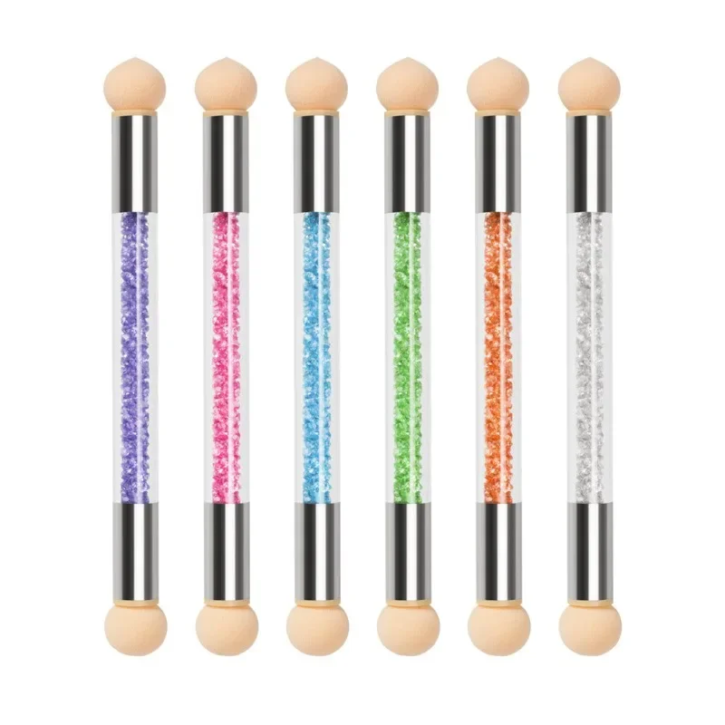 

Double-ended Gradient Shading Pen Dotting Brush Sponge Head Rhinestone Handle Nail Art Painting Tool Nail Art Brush