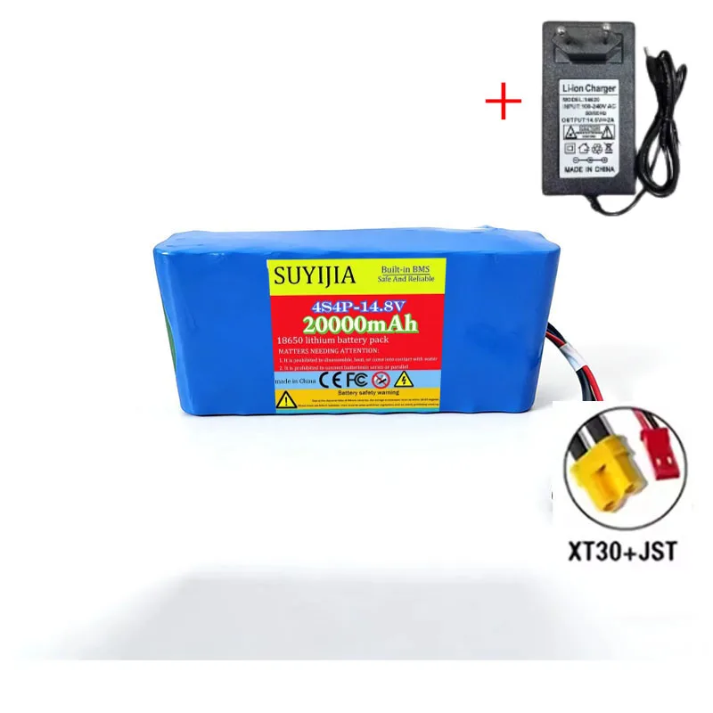 4S4P 14.8V 20Ah 18650 lithiumbatterij Ingebouwde 10A BMS Voor nachtvissen, verlichting, luidsprekers, radio's, 14V batterij + 16,8V 2A-oplader