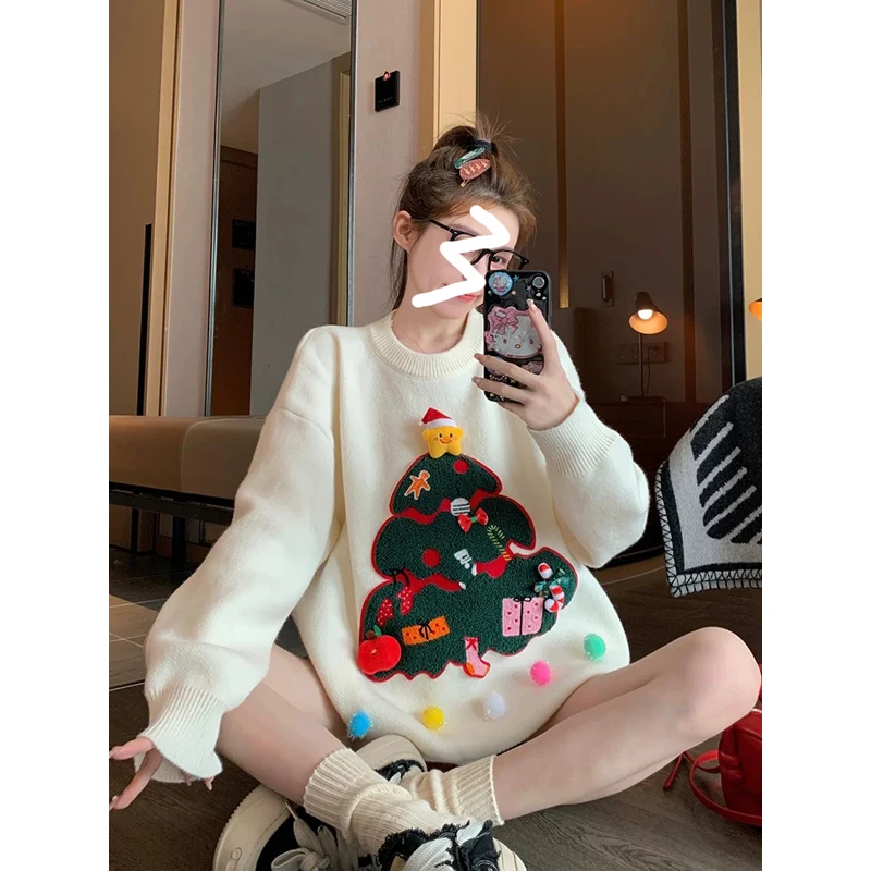 

Thiened Sweater Women's Inner Wear Lazy Sle New Year's Faion Autumn Winter Knitted irt Regular Length Long Sve rou...