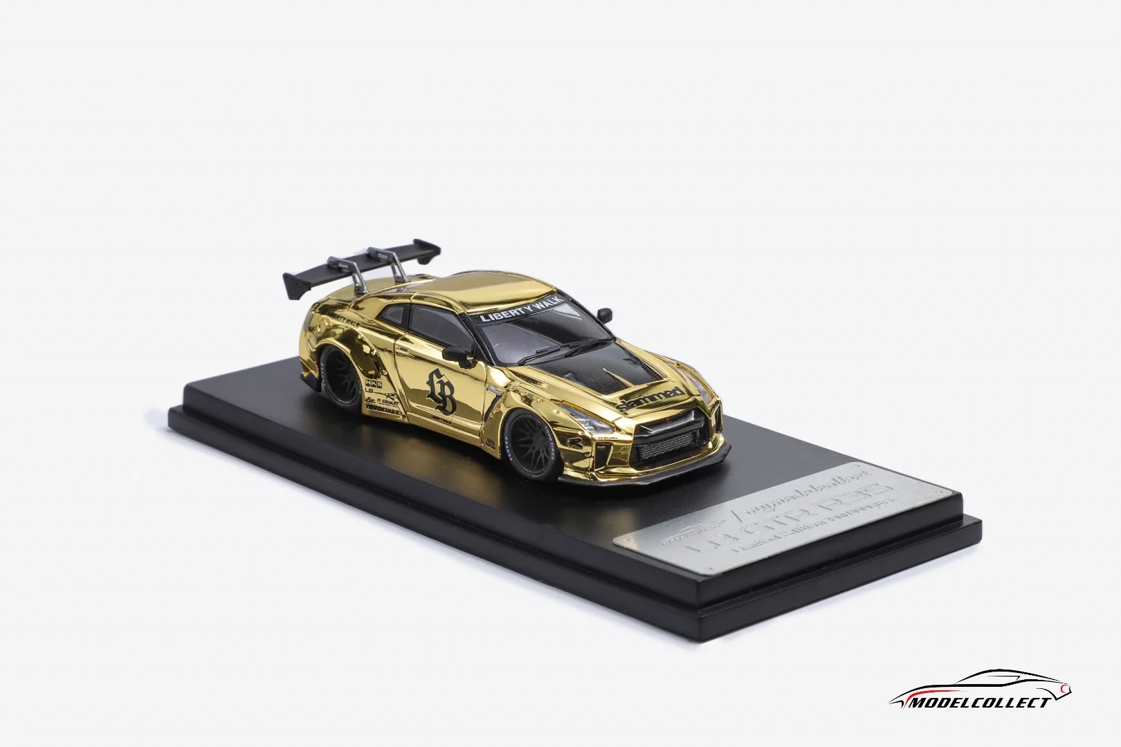 Modèle de voiture MC 1:64 R35 Chrome Gold, version personnalisée