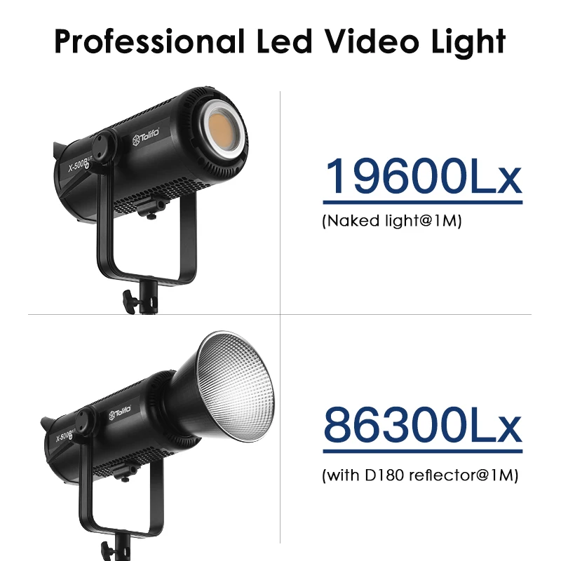 Tolifo-Luz LED X-500B LITE Bicolor, 500W, COB, Bicolor, para vídeo, 86300Lx, alto brillo, iluminación para estudio de fotografía y vídeo