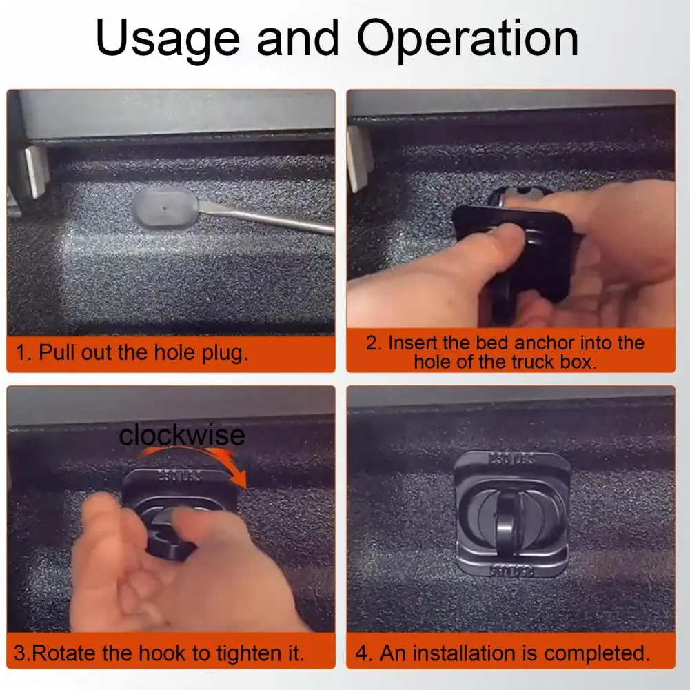 Cabin Tie-down Anchors High Strength Truck Bed Tie Down Anchors Retractable Cargo Securing Accessories Pickup Truck Bed Tie