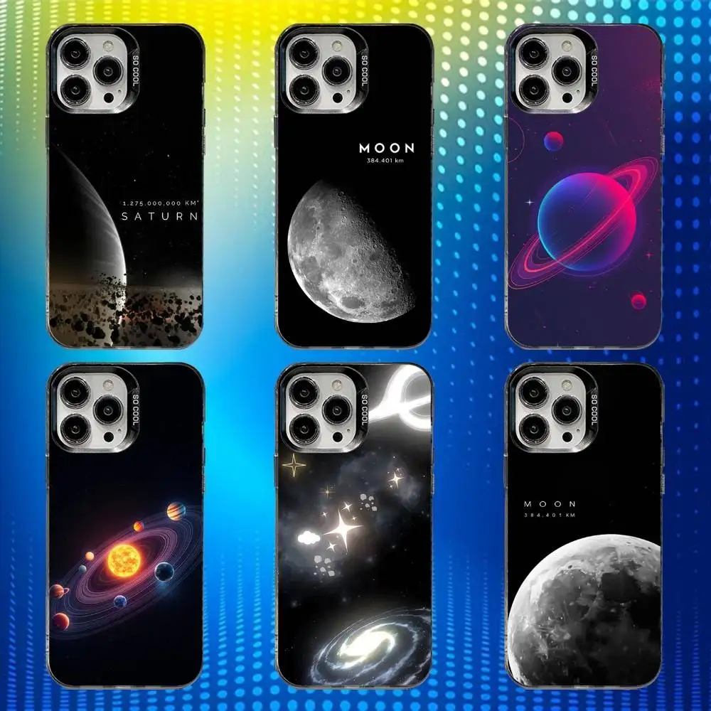 

Moon Galaxy Universe Phone Case For iPhone 16,15,14,13,12,11,Mini,Pro,SE,MAX White Matte Shockproof Cover