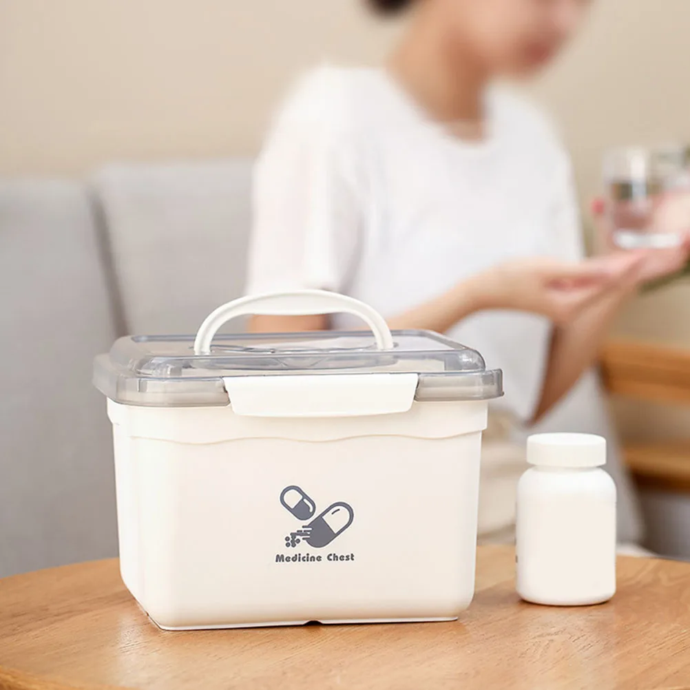 

Medicine Storage Aid Medicine Box Kit First Aid Box Large Capacity Household Dual-layer PP Travel Boxes