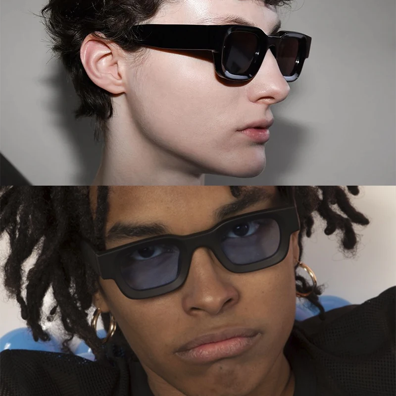 Rhevis Brand Design Handgemaakte Acetaat Dikke Rechthoek Zonnebril Voor Mannen Dikke Vierkante Vrouwen Zonnebril Retro 90S Shades UV400