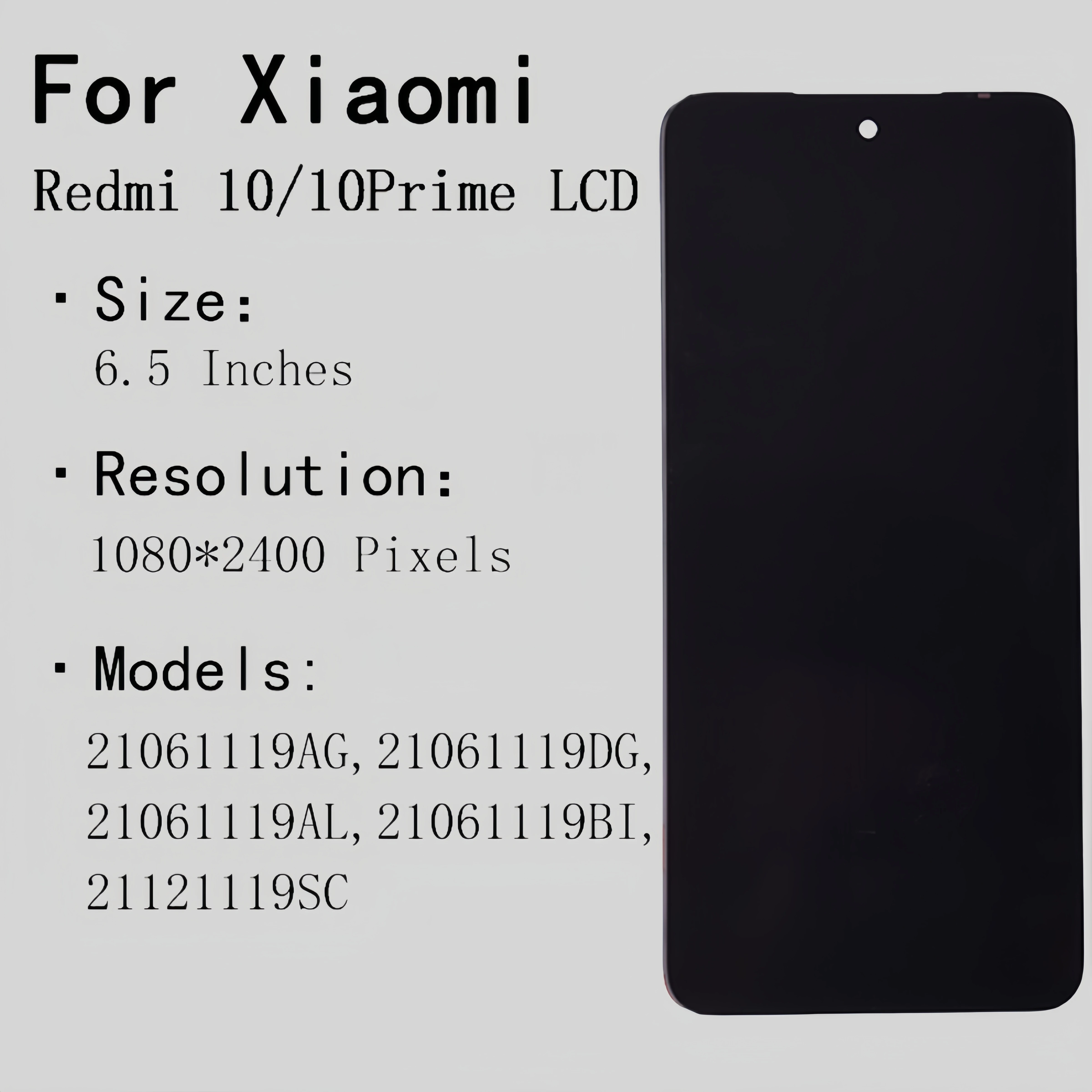 LCD Display Touch Screen Digitizer Assembly Replacement, for Xiaomi Redmi 10, 10 Prime