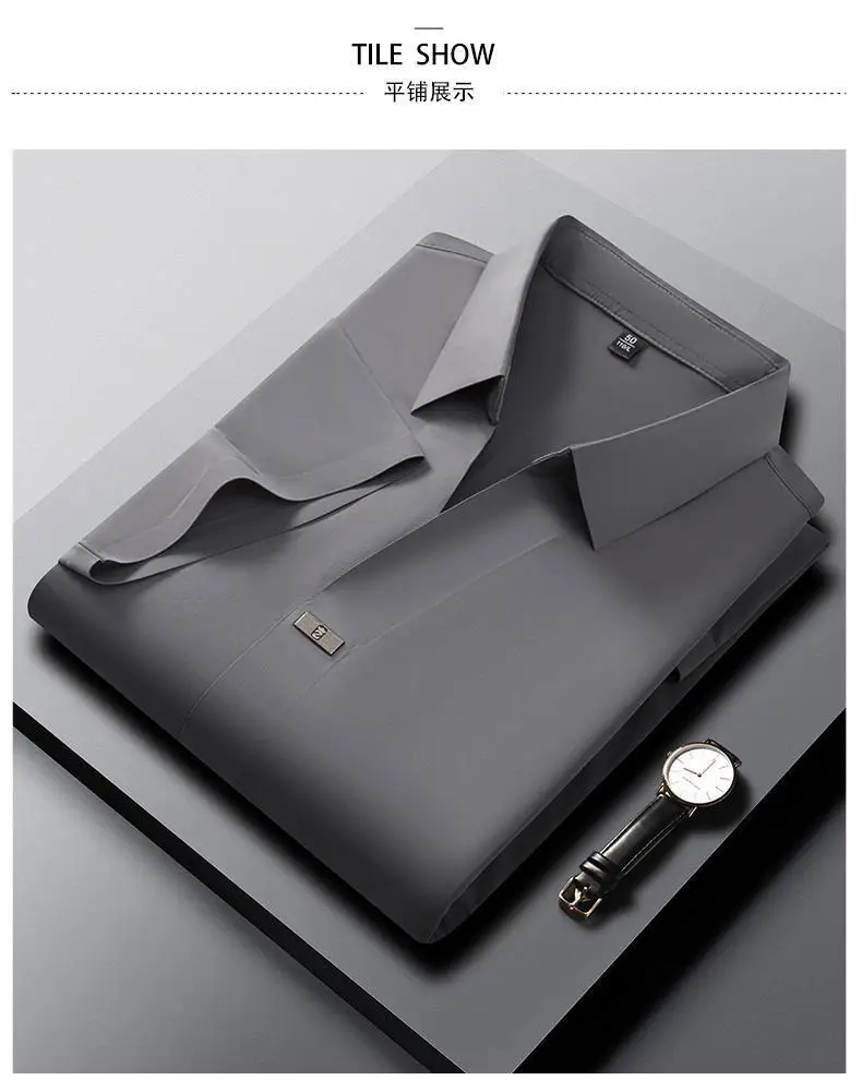 Men's Short Sleeve Polo Shirt Men's Summer Ice Silk Lapel T-Shirt Men's Clothing