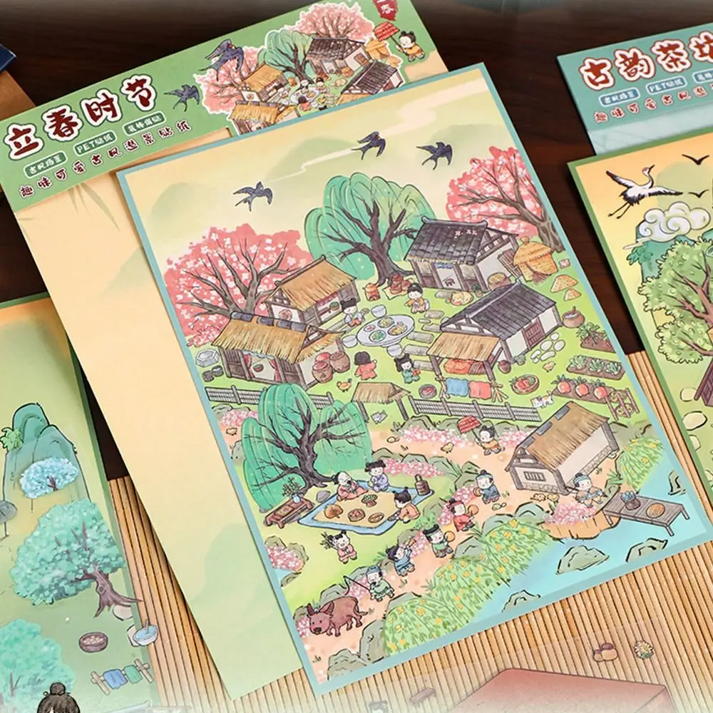 Nouveau 3D scène Miniature 3D autocollants Multi Style bricolage paysage autocollants dessin animé beurre ours paysage cahier autocollant