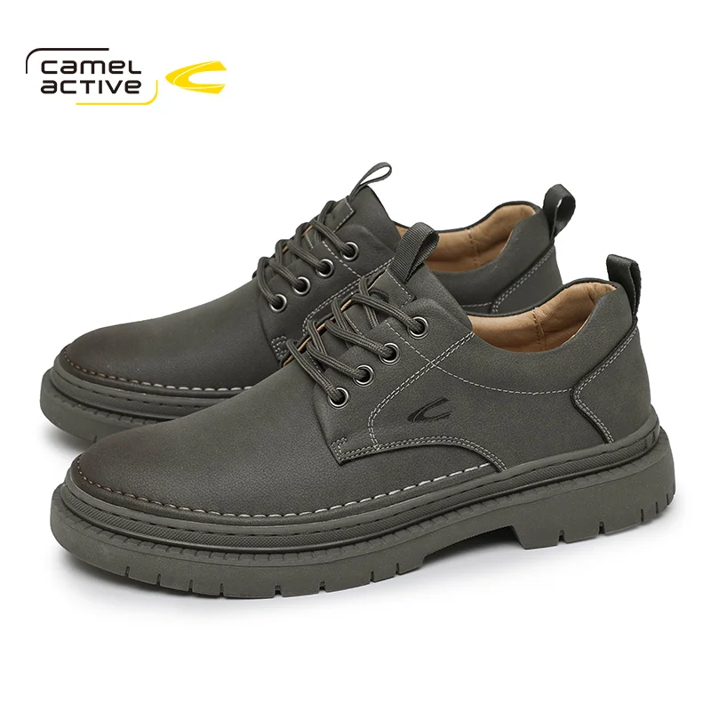 

Camel Active Men Oxfords Lace-up Autumn New Breathable Man Split Leather Men's Trend Casual Shoes DQ120156