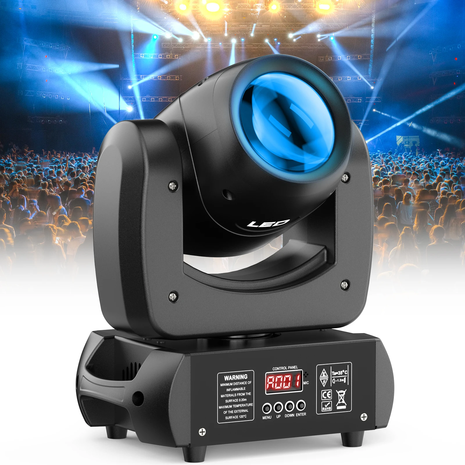 U'King Mini 100W LED Bewegingskop Stageverlichting Draaiende DMX512 LED Spotlight voor DJ Disco Show KTV Beam Effect Patroonlicht