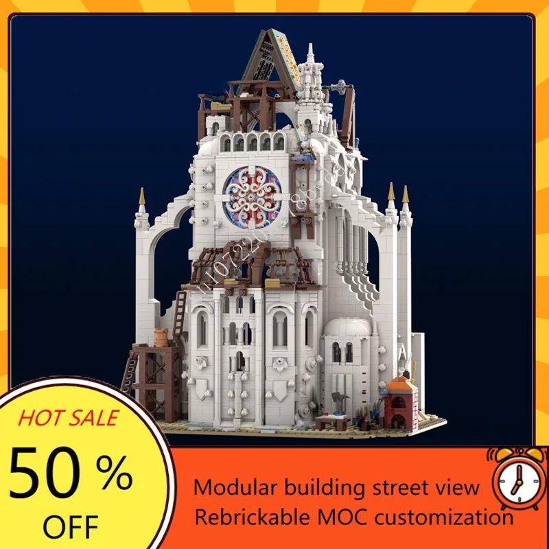 

3512 шт., средневековая строительная площадка, модульная MOC, креативная модель с видом на улицу, строительные блоки, архитектура, сделай сам, сборная модель, подарки