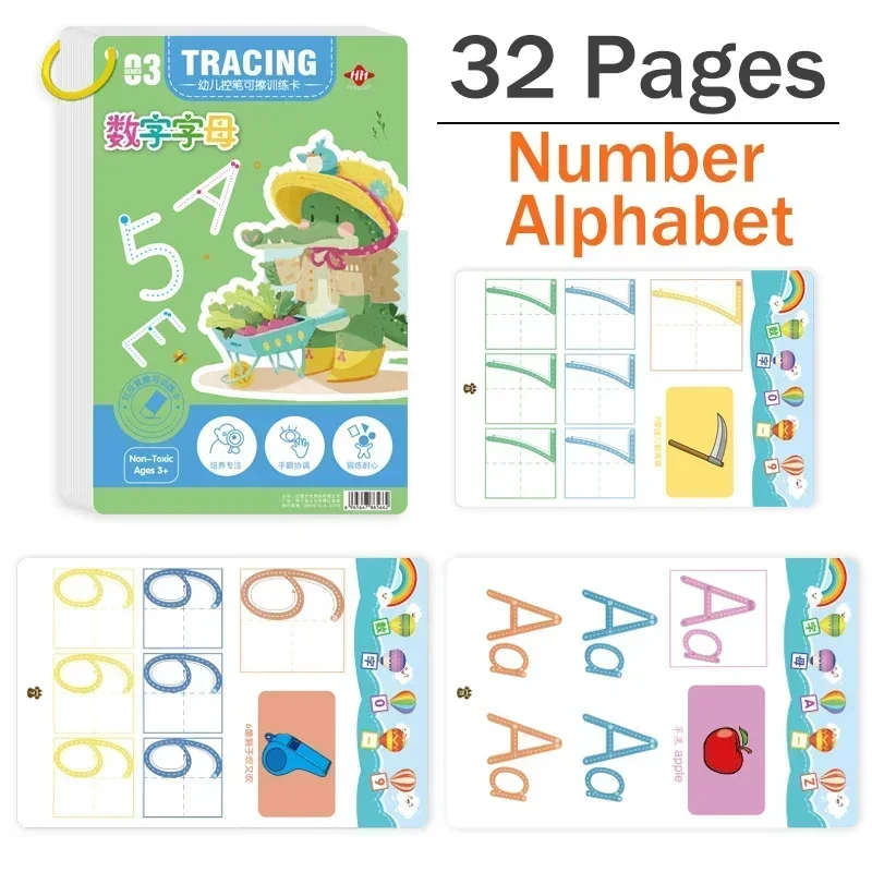 Magical Tracing Workbook Montessori Books for Children Pen Control Training Reusable Calligraphy Copybook Kids for Educational