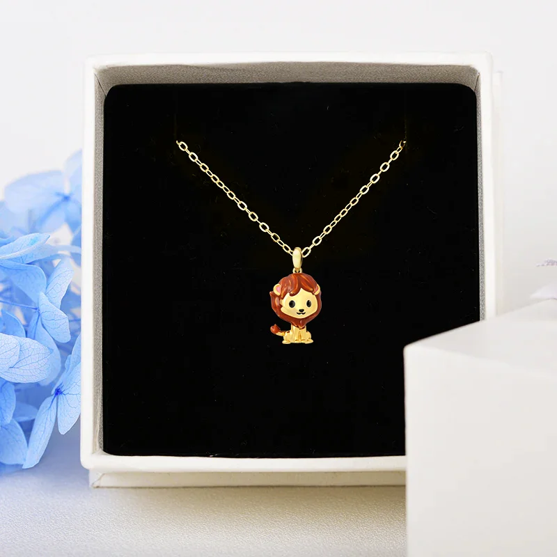 Fashionable Cute Lion Baby Creative Pendant Necklace Christmas Children\'s Day Party Perfect Birthday Gift for Girls Boys