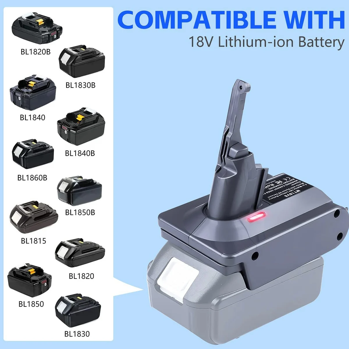 Imagem -05 - Adaptador v7 v8 para Makita 18v Bateria de Íon de Lítio Converter para Dyson v7 v8 Ferramenta Uso para Dyson v8 Série