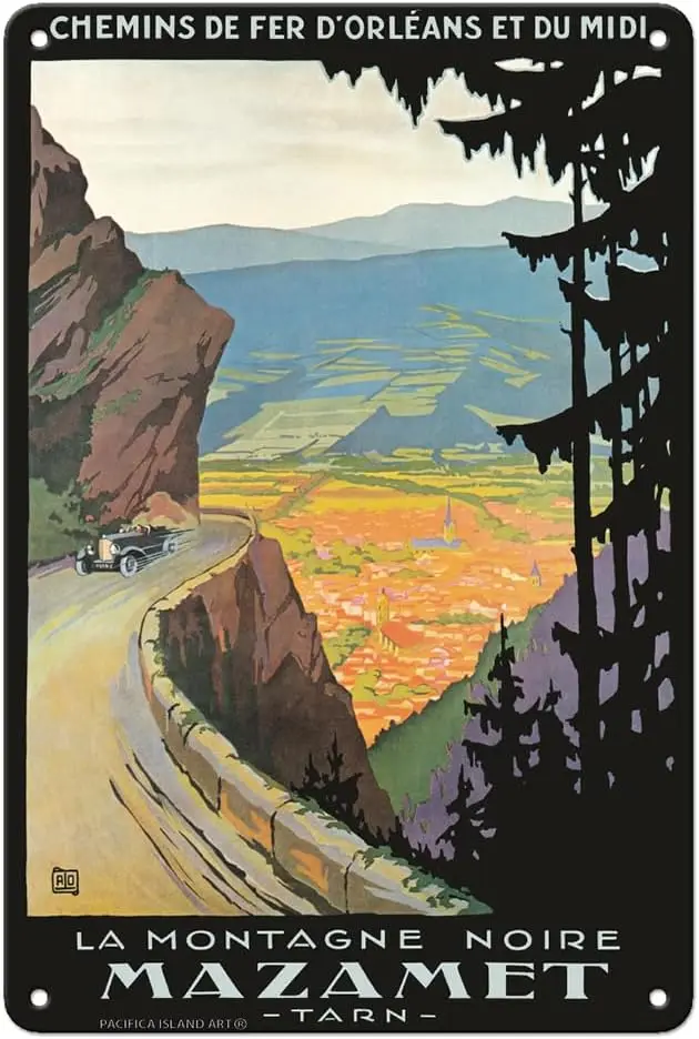 Pacifica Island Art Mazamet France - Chemins de fer d’Orléans et du Midi - Vintage Railroad Travel Poster by Charles-Jean H sign