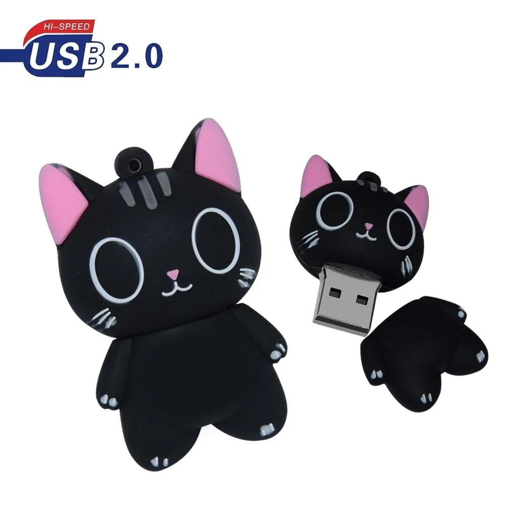 귀여운 만화 고양이 USB 플래시 드라이브 2.0, 동물 펭귄 메모리 스틱, 32 gb16 gb 여우 올빼미 펜 드라이브, 어린이 U 디스크 선물, 128GB, 64GB