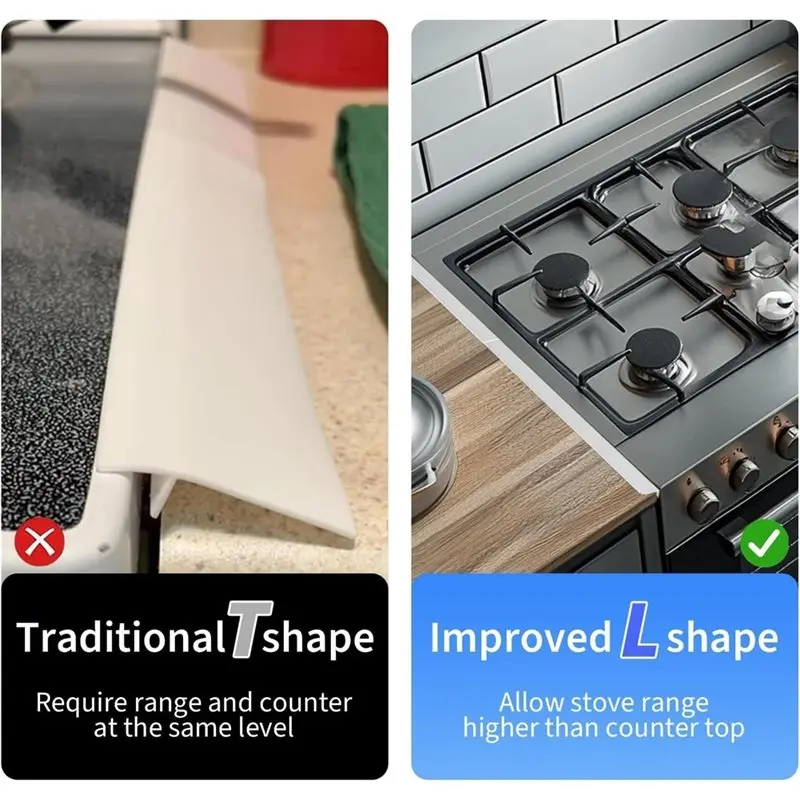AB34-Stove Gap Covers Stainless Steel, 2 Pack, Stove Gap Filler, Stove Gap Guard, Range Trim Kit, Heat Resistant, Easy Clean