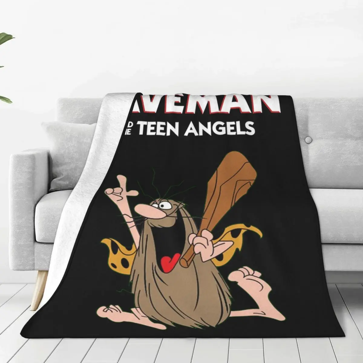 Captain Caveman Hanna Barbera Art Character Blanket Cover Flannel Super Soft Throw Blanket for Airplane Travel Bedspread