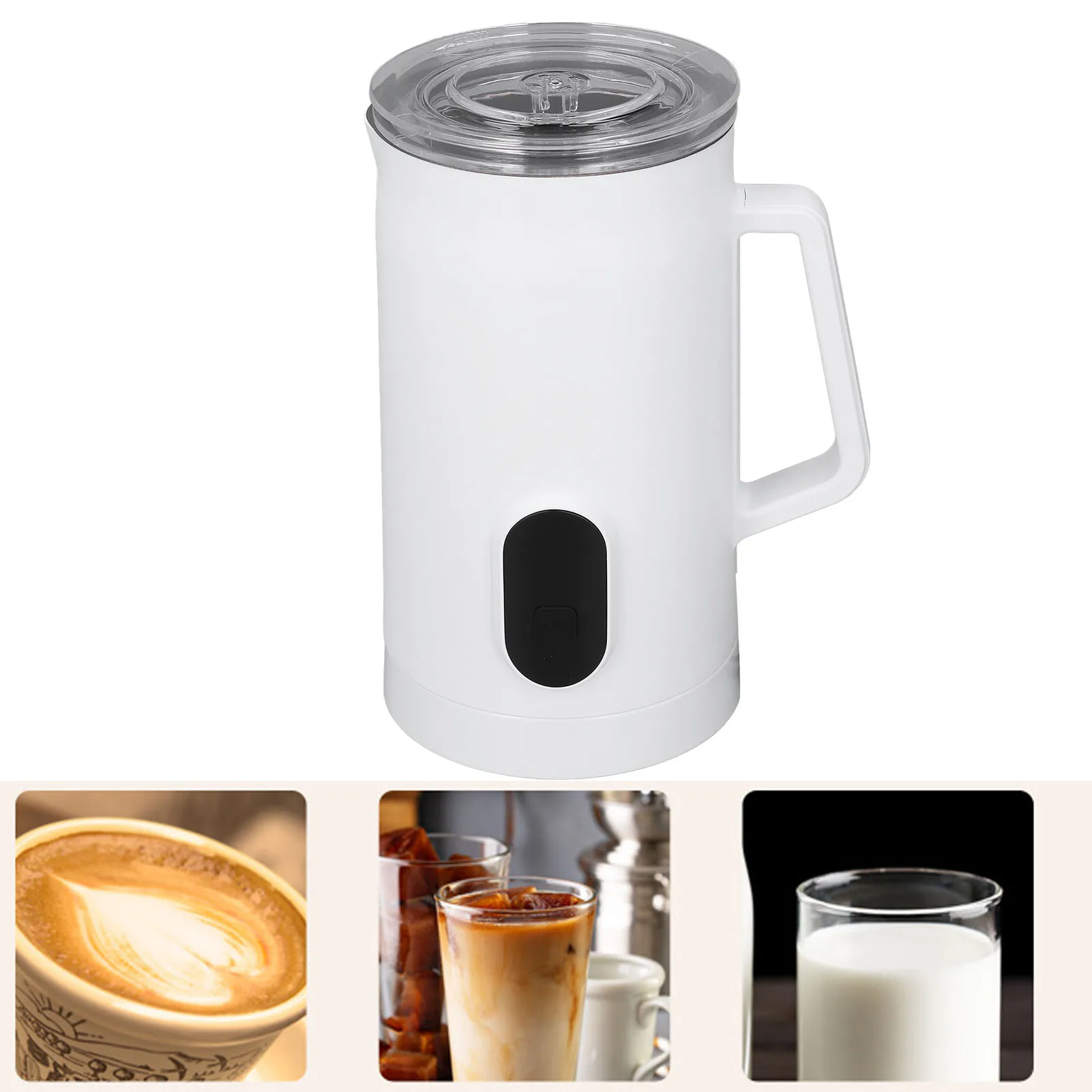 Batedor de leite elétrico 4 em 1, vaporizador automático de aço inoxidável 304, fabricante de espuma quente e fria para latte, cappuccino, chocolate quente