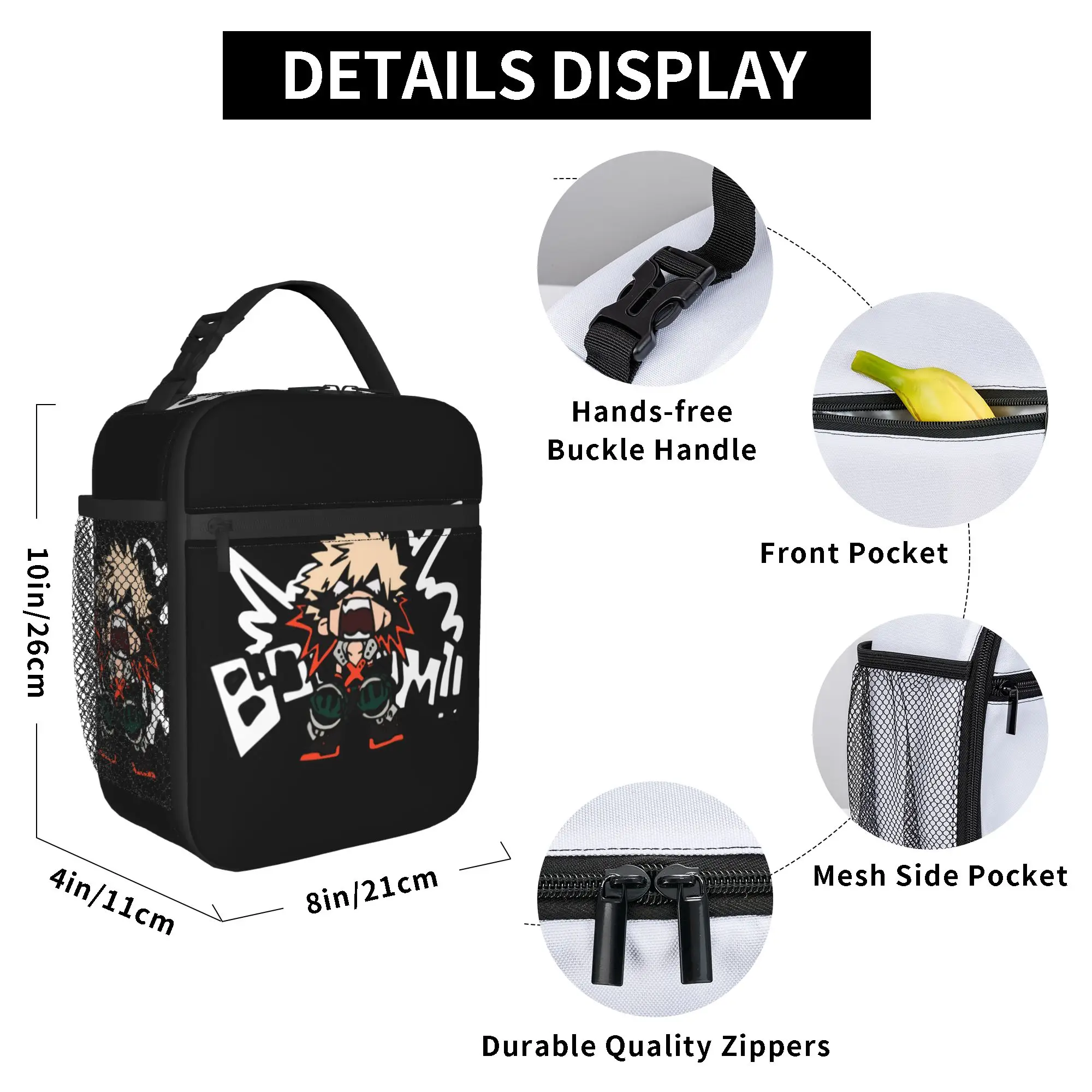 My Hero Academia Katsuki Bakugo Thermal Insulated Lunch Bags  Reusable Bento Box Thermal Cooler Lunch Boxes view 4