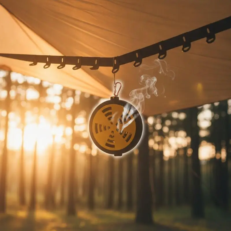 Portable Mosquito Coil Holder Rust Proof Heat Resistant Shell with Carabiner for Long Term Camping Patio Use