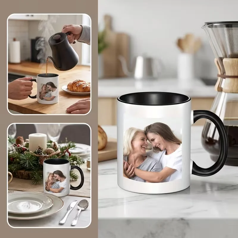 Personalisierte Keramiktasse mit individuellem Foto, Text und Logo, beidseitig bedruckt, individuelle Kaffeetasse, einzigartiges Souvenir-Geschenk für Männer und Frauen – Detail 6