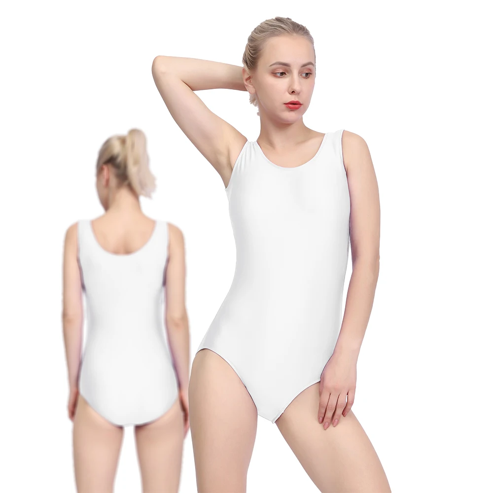 Damskie trykoty baletowe Tank Dance Wear kombinezony Playsuit bez rękawów elastan klasyczne body gimnastyczne kostiumy do fitnessu kostium