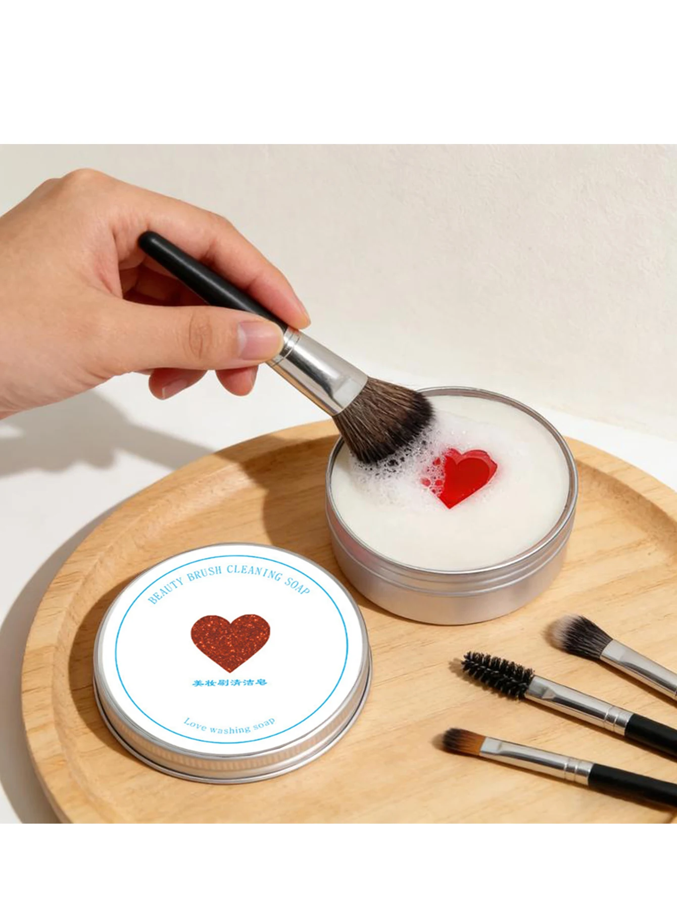 Clean Your Brushes In Seconds! Makeup Brush Cleaning Soap With Scrub Mat, Solid Cleanser For Brushes & Sponges, Portable Tin Box, Deep Cleaning Makeup Tool Soap