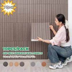 3D Self-Adhesive Vinyl Strips, 15.75x15.75 Inch Thickened Mesh Panel, Straight Match Shape and Stripe Wall Sticker for All Inter