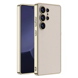 Electroplated Leather S25 Ultra Phone Case for Samsung Galaxy S25 Ultra TPU Soft Edge Plating Protective Back Cover