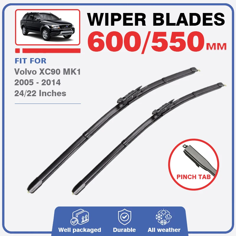 

Wiper Blade Set For Volvo XC90 MK1 2005 - 2014 Front Windshield Wiper Windscreen Wash Rubber Drive 2008 2009 2010 2011 2012 2013