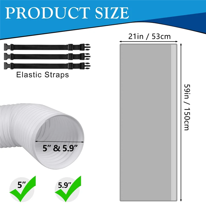 DHIPP-حامي خرطوم التيار المتردد المحمول، طقم فتحة تهوية نافذة التيار المتردد المحمول، غطاء خرطوم مكيف الهواء