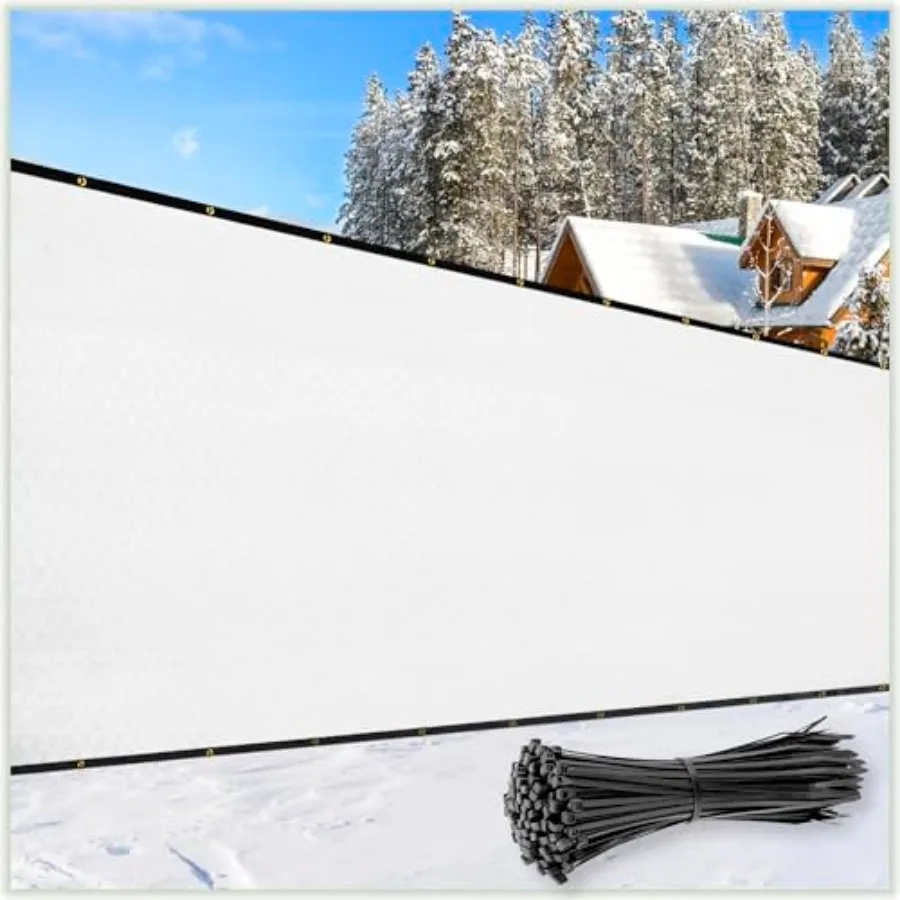 

4' x 50' Fence Privacy Screen Windscreen Cover Fabric Shade Tarp Netting Mesh Cloth - Commercial Grade 170 GSM - Cable Zip Ties