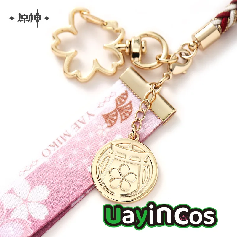 Yae Miko Keychain Pendant Official Genshin Impact Yae Miko Theme Impression Metal Bookmarks Key Chain Prop Game Accessories Toy