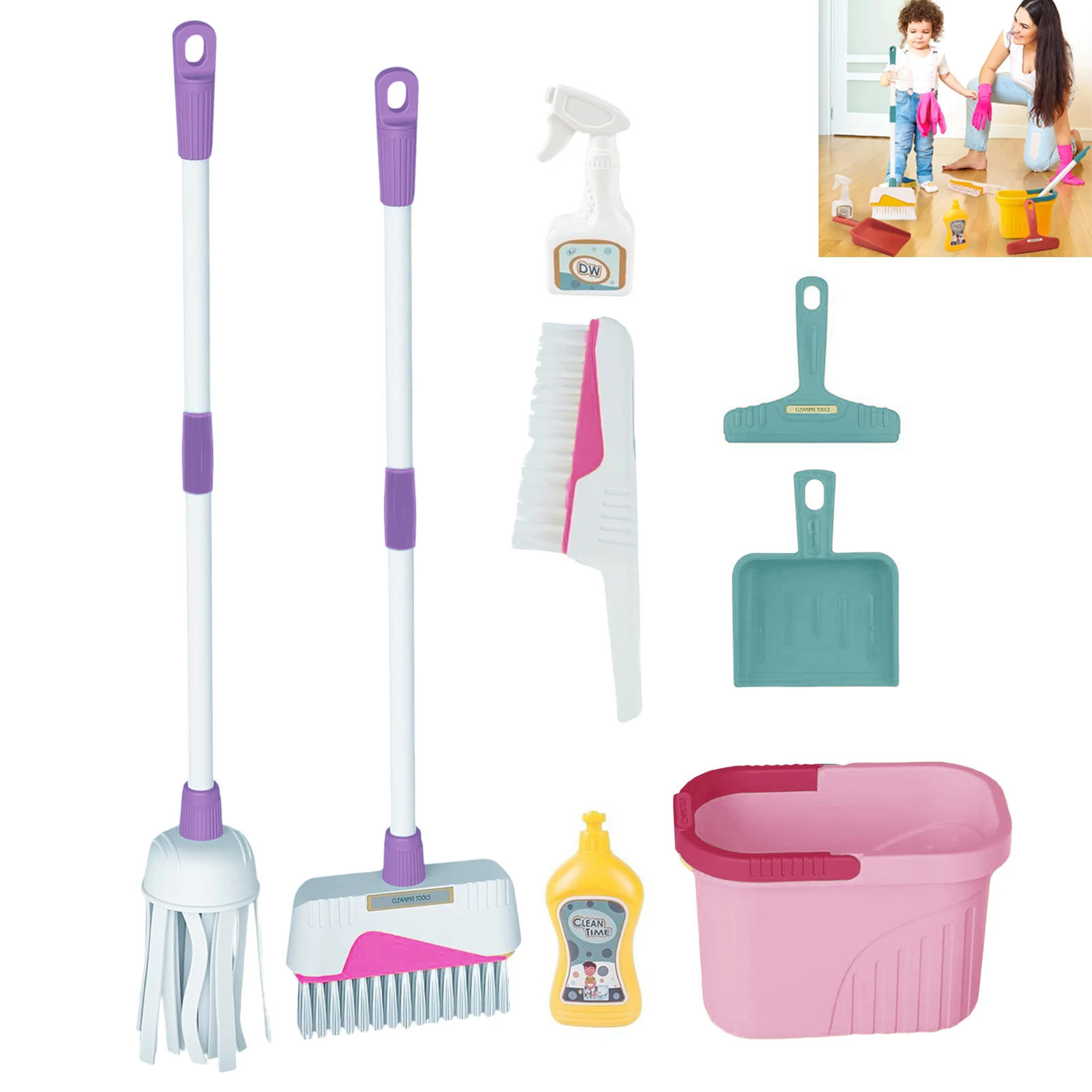 Kids Pretend Role Play Housework Toys Set Funny Simulation Housekeeping Toys Set for Children Interactive Toys Set