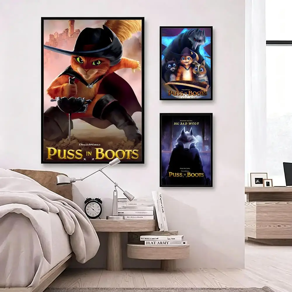 movie Puss in Boots: The Last Wish Poster Poster HD Waterproof Self-adhesive Art Print Wall Decor for Bedroom Living Room Gift