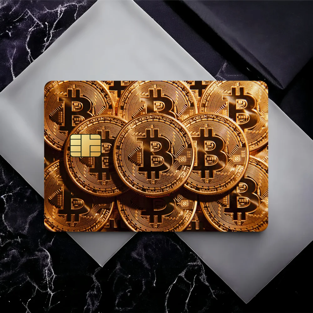 Crypto Currency B-Bitcoin BTC XBT Bank Credit Cards Bus Pass Stickers Cool Decoration Waterproof 4PCS Card