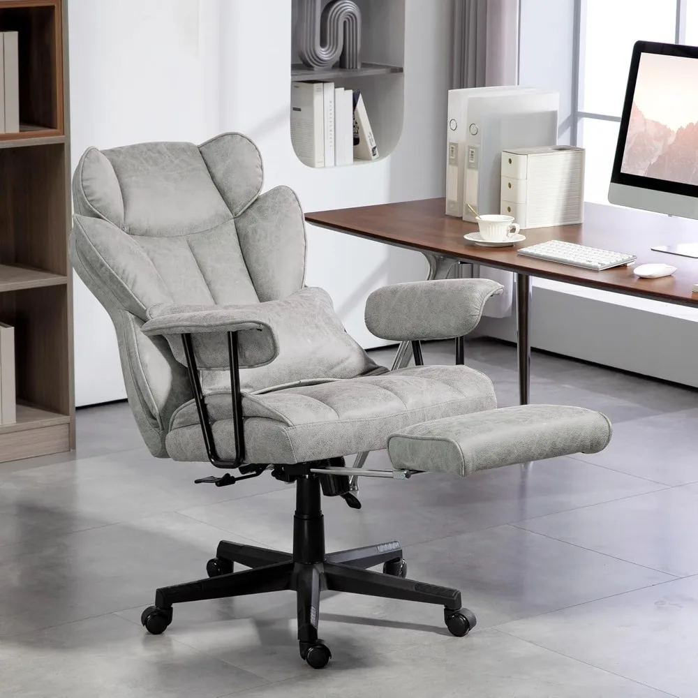 Executive Office Chair, 400LBS Big and Tall Office Chair with Foot Rest, Microfiber Computer Desk Chair with Lumbar Support