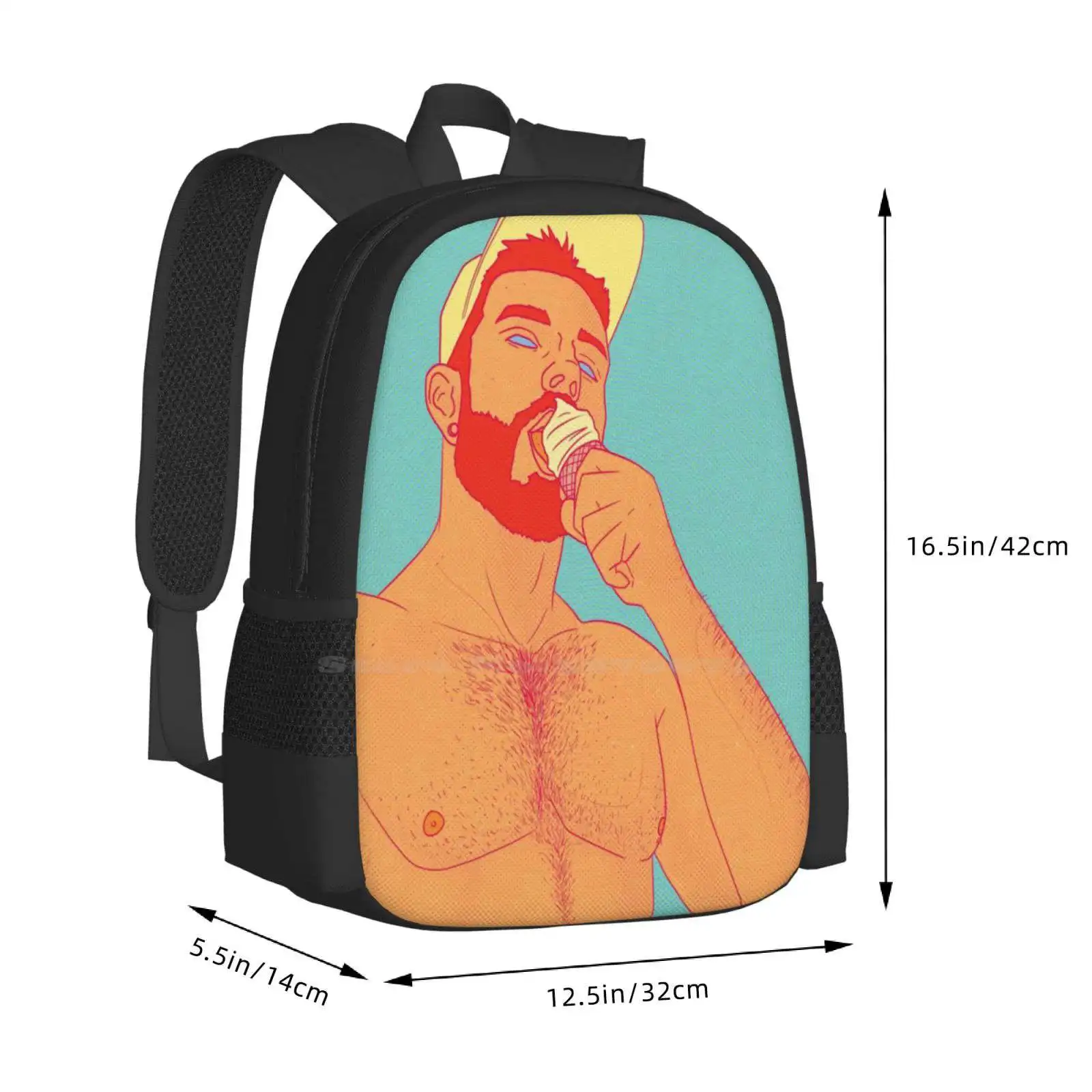 Summer Pattern Design Bag Student'S Backpack Summer Gay Man Men Muscle Bearded