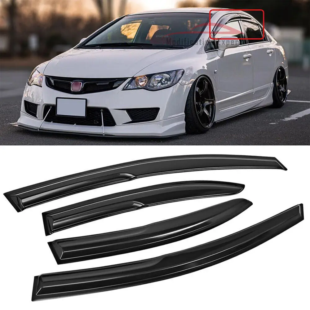 

For 2006-2011 Honda Civic Sedan JDM Mugen Style Window Visors Vent Rain Guards*