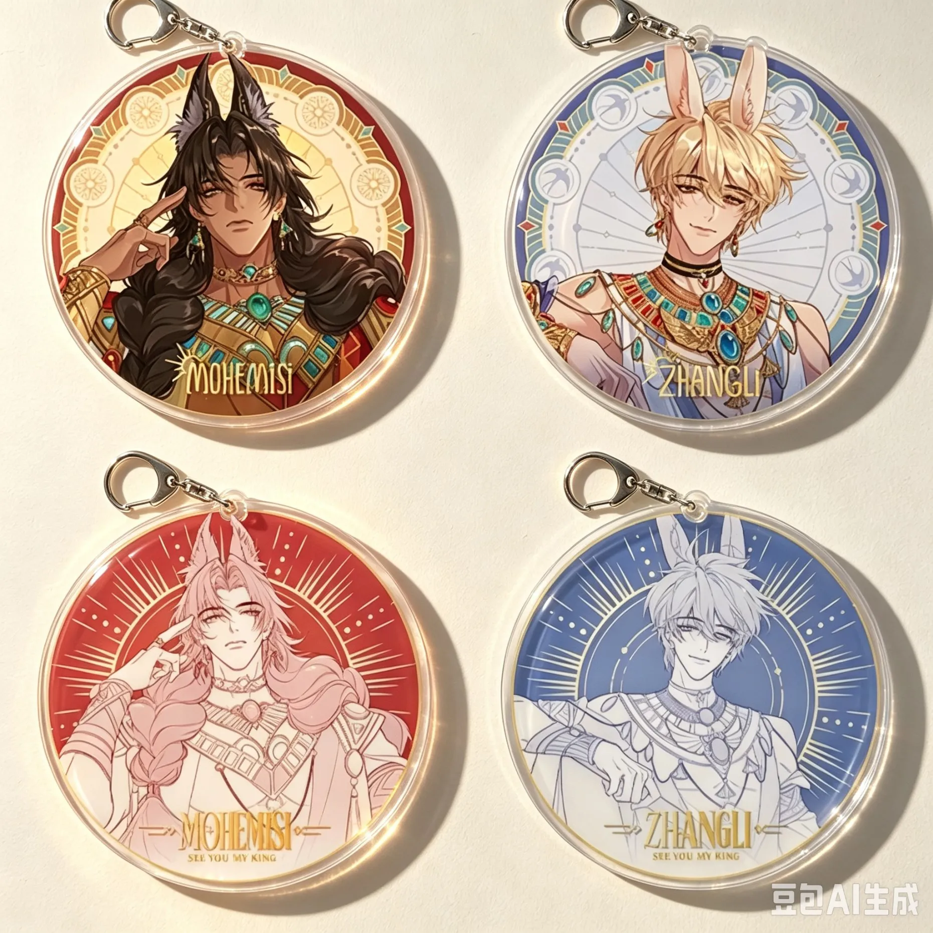 New Style Cartoon See You, My King Figure Decoration Bag Car Key Ring Charm High Definition Images Gift Anime Acrylic Keychain